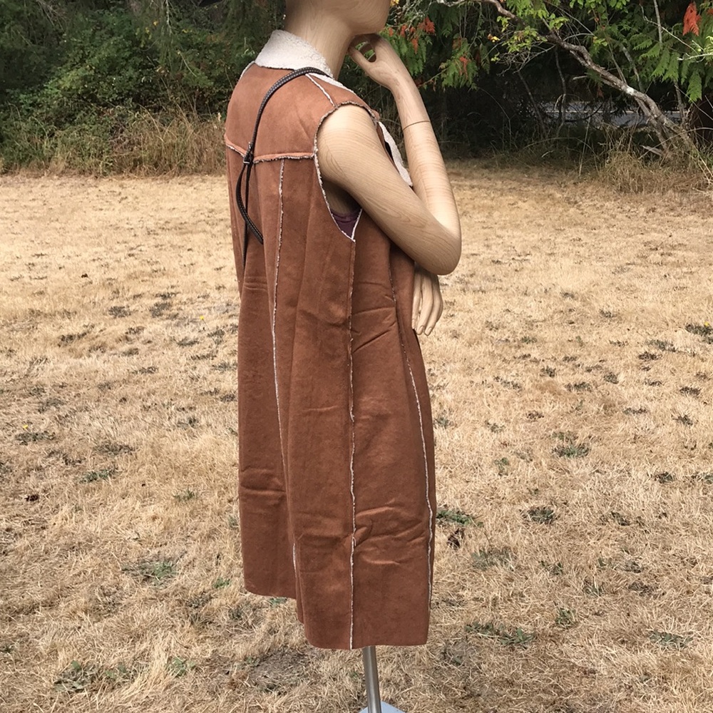 🆕Hem & Thread-Anthro Sherpa Faux Shearling Lined Long Vest Coat Western Wear - Picture 6 of 13
